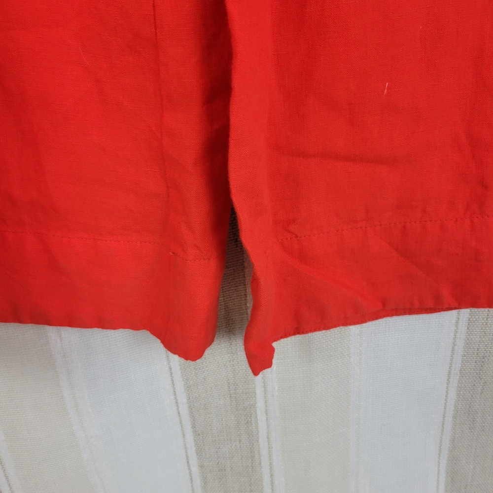 Zara Woman High Rise Wide Leg 100% Linen Pants Red Size Large Lagenlook - Picture 4 of 12